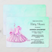 Invitation Élégant Baby shower de ballet rose Aquarelle (Devant / Derrière)