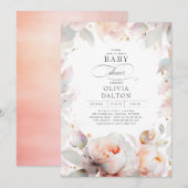 Invitation Élégant Baby shower de Boho Floral Peach Rose Peac (Devant / Derrière)