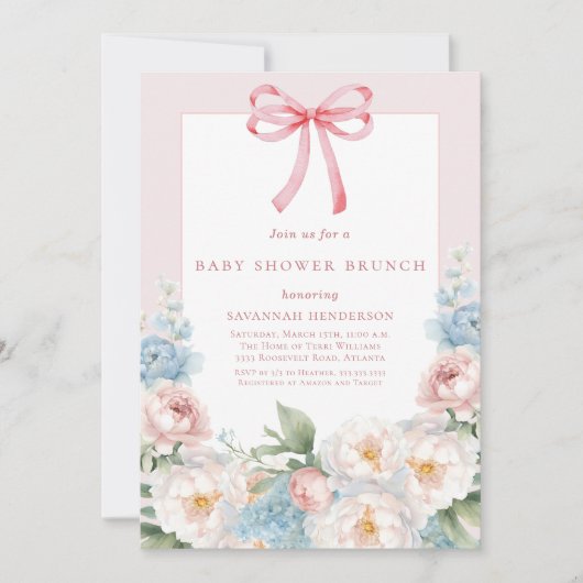 Invitation Elégant Baby shower de boue rose bleu (Devant)