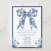 Invitation Elégant Baby shower de Bow Boy Floral Bleu (Devant)
