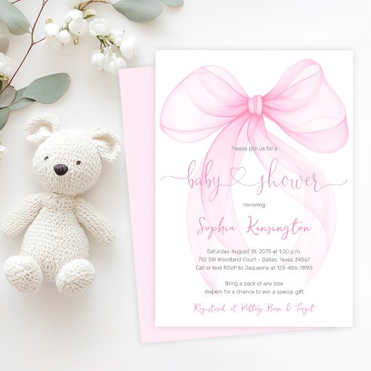 Invitation Élégant Baby shower de cabot rose