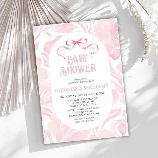 Invitation Élégant Baby shower de cabot rose