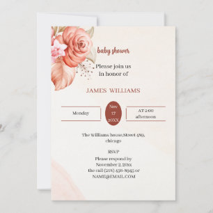 Invitation Élégant Baby shower de cadre Floral Customisé