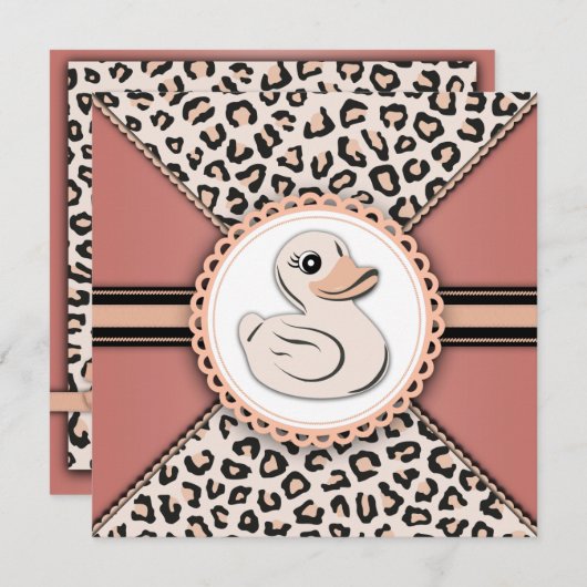 Invitation Élégant Baby shower de canard en caoutchouc de pêc (Devant / Derrière)