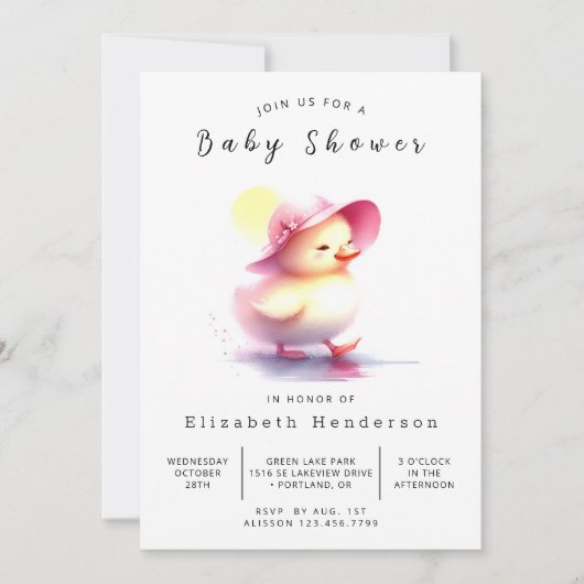 Invitation Élégant Baby shower de canard en ligne (Devant)