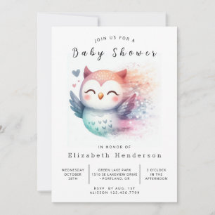 Invitation Élégant Baby shower de chouette amusante