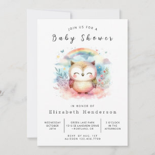 Invitation Élégant Baby shower de Chouette modifiable