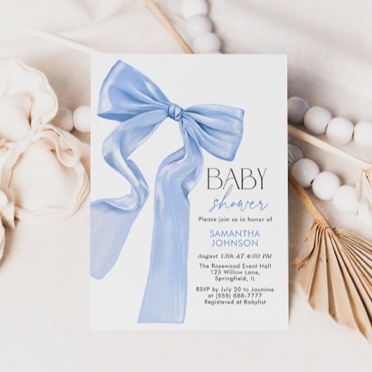Invitation Elégant Baby shower de coquette de la cou bleue