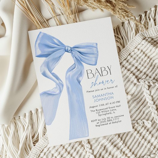 Invitation Elégant Baby shower de coquette de la cou bleue