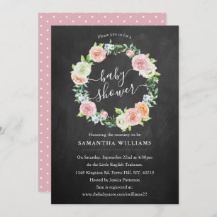 Invitation Élégant Baby shower de couronne fleurie de tableau