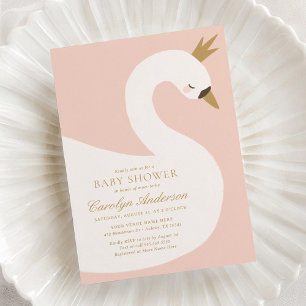 Invitation Élégant Baby shower de cygne rose