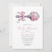 Invitation Élégant Baby shower de fille de bétail rose (Devant)