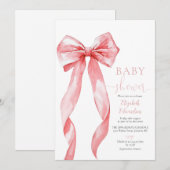 Invitation Élégant Baby shower de fille de la cou rose (Devant / Derrière)