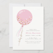 Invitation Élégant Baby shower de fille en ballons roses (Devant)