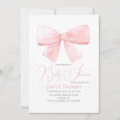 Invitation Élégant Baby shower de fille Rose Pastel Bow Blush (Devant)