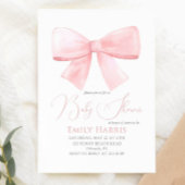 Invitation Élégant Baby shower de fille Rose Pastel Bow Blush