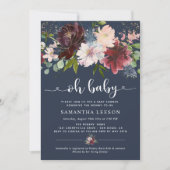 Invitation Elégant Baby shower de fleurs de Bourgogne (Devant)