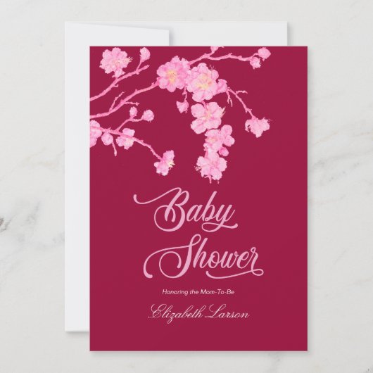 Invitation Elégant Baby shower de fleurs de cerises Sakura (Devant)