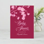 Invitation Elégant Baby shower de fleurs de cerises Sakura (Debout devant)