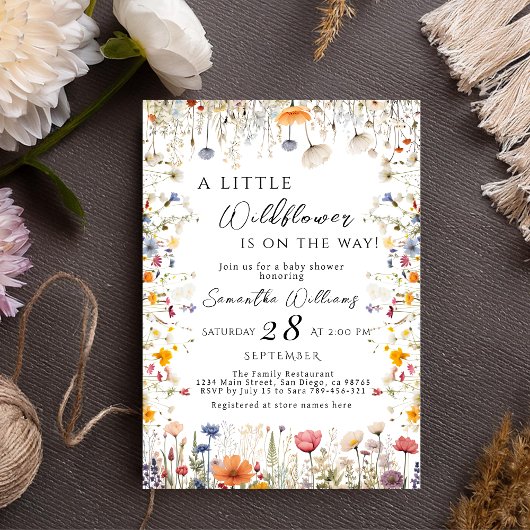 Invitation Elégant Baby shower de fleurs de Fleurs sauvages b