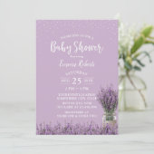 Invitation Élégant Baby shower de fleurs de lavande violette (Debout devant)