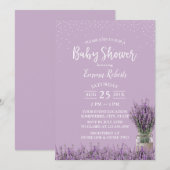 Invitation Élégant Baby shower de fleurs de lavande violette (Devant / Derrière)
