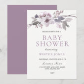 Invitation Élégant Baby shower de fleurs d'hiver violet (Devant / Derrière)