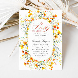 Invitation Elégant Baby shower de Fleurs Sauvages Aquarelles
