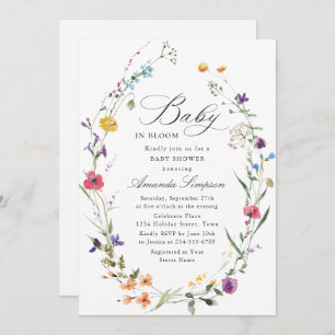 Invitation Elégant Baby shower de Fleurs Sauvages Aquarelles