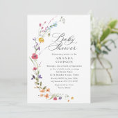 Invitation Elégant Baby shower de Fleurs Sauvages Aquarelles (Debout devant)