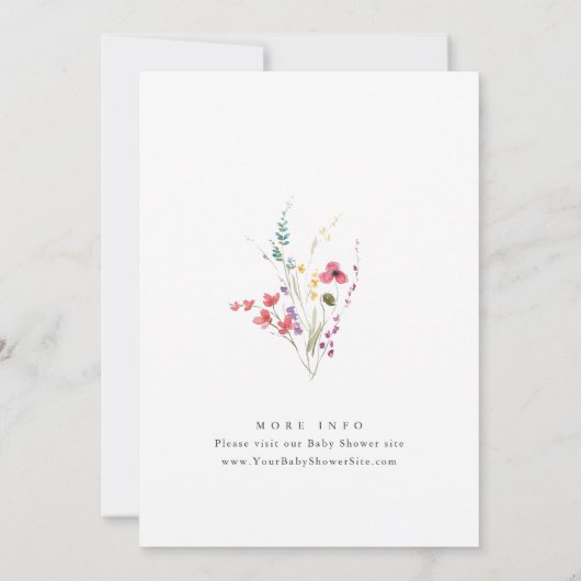 Invitation Elégant Baby shower de Fleurs Sauvages Aquarelles (Dos)