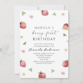 Invitation Elégant Baby shower de fraises à l'aquarelle (Devant)