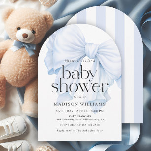 Invitation Élégant Baby shower de garçon de la cou bleue