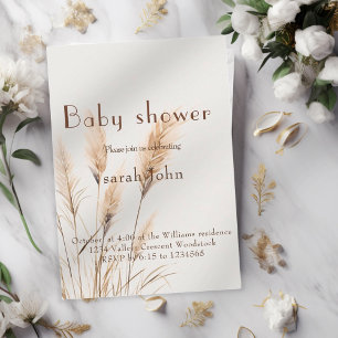 Invitation Elégant Baby shower de gazon Pampas