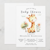 Invitation Élégant Baby shower de Giraffe éditable (Devant / Derrière)