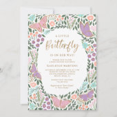 Invitation Elégant Baby shower de jardin aux papillons (Devant)