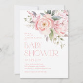 Invitation Elégant Baby shower de jardin de fleurs roses vert (Devant)