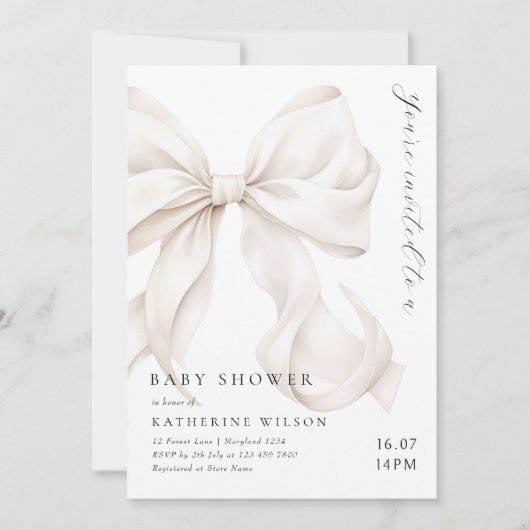 Invitation Élégant Baby shower de la cale blanche (Devant)