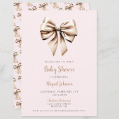 Invitation Élégant Baby shower de la coquette beige rose