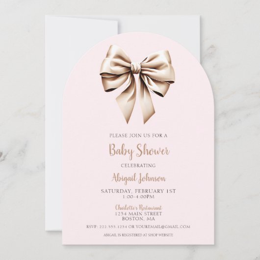 Invitation Élégant Baby shower de la coquette beige rose (Devant)