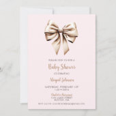 Invitation Élégant Baby shower de la coquette beige rose (Devant)