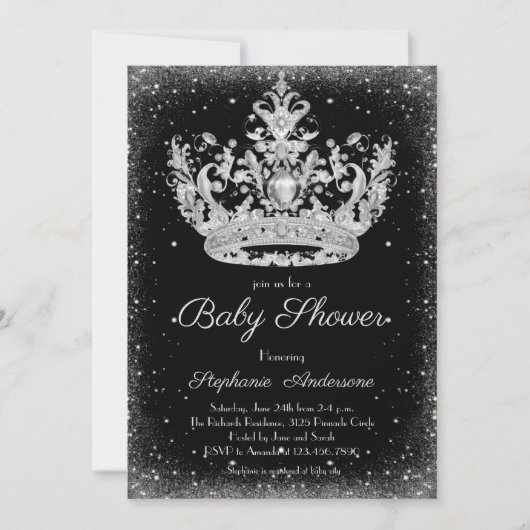 Invitation Elégant baby shower de la Petite Princesse (Devant)