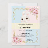 Invitation Elégant Baby shower de lapin blanc moderne (Devant)