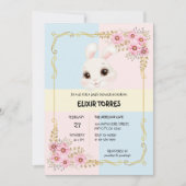 Invitation Elégant Baby shower de lapin blanc moderne (Devant)