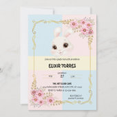 Invitation Elégant Baby shower de lapin blanc moderne (Devant)