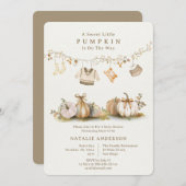 Invitation Élégant Baby shower de linge de Citrouille petit g (Devant / Derrière)