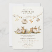 Invitation Élégant Baby shower de linge de Citrouille petit g (Devant)