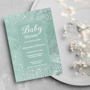 Invitation Elégant Baby shower de palmier à parties scintilla
