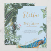 Invitation Élégant baby shower de paon (Devant / Derrière)