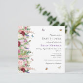 Invitation Élégant Baby shower de papillons floraux violets r (Debout devant)